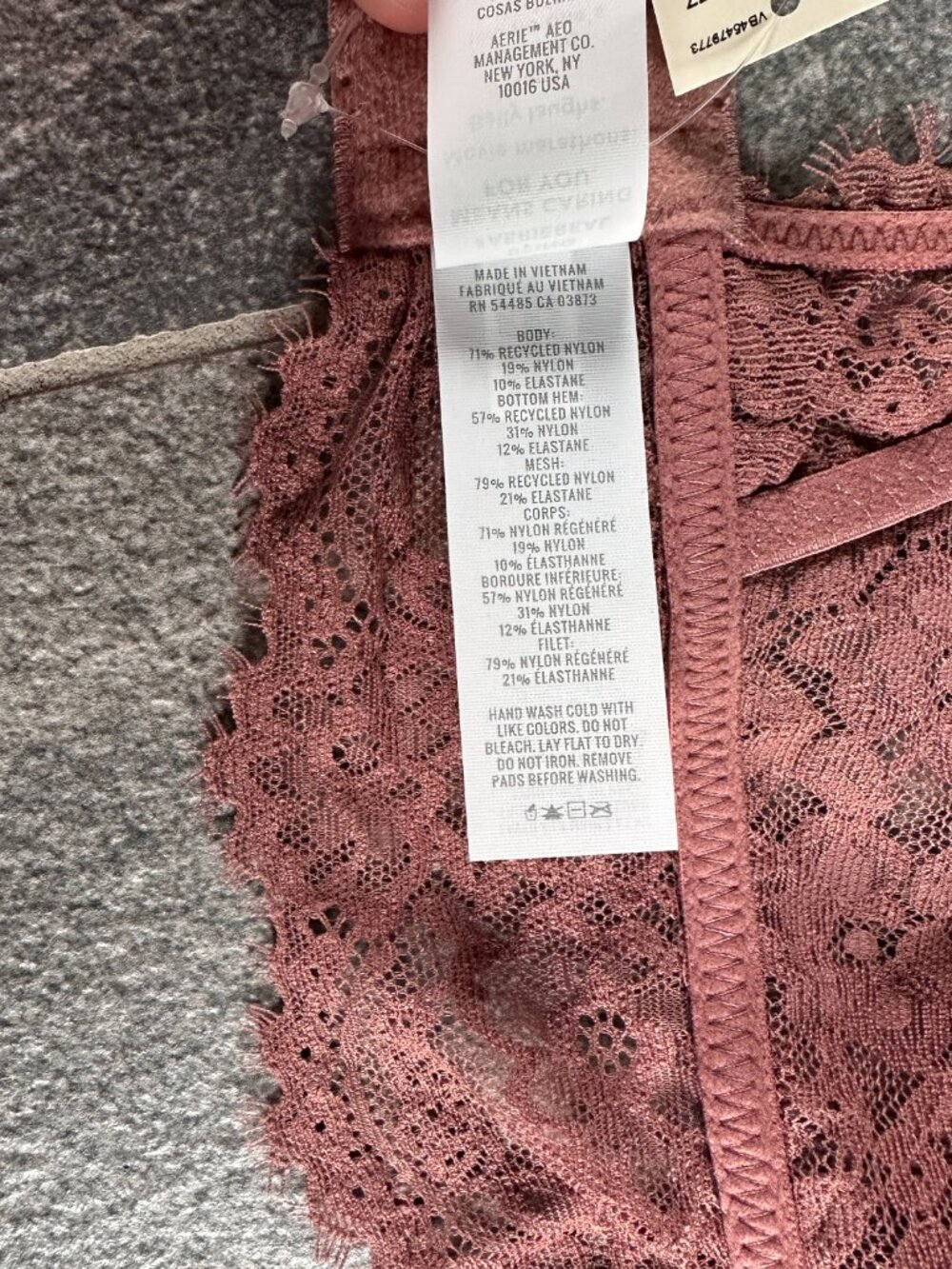 NWT Aerie 32C, 34A, 34B Eyelash Lace Plunge Bralette Racerback Adjustable Straps - Picture 12 of 13